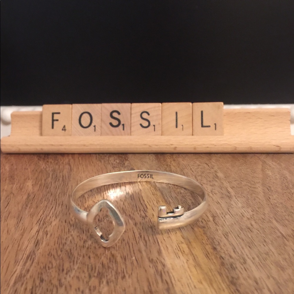 Fossil Skeleton Key Open Bangle Bracelet